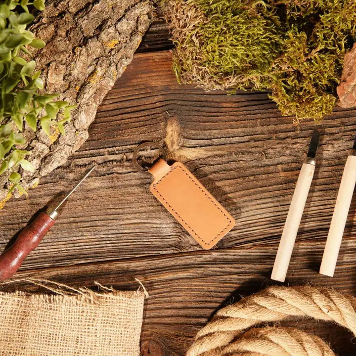 American Leather Goods- Genuine Leather Customizable Keychain