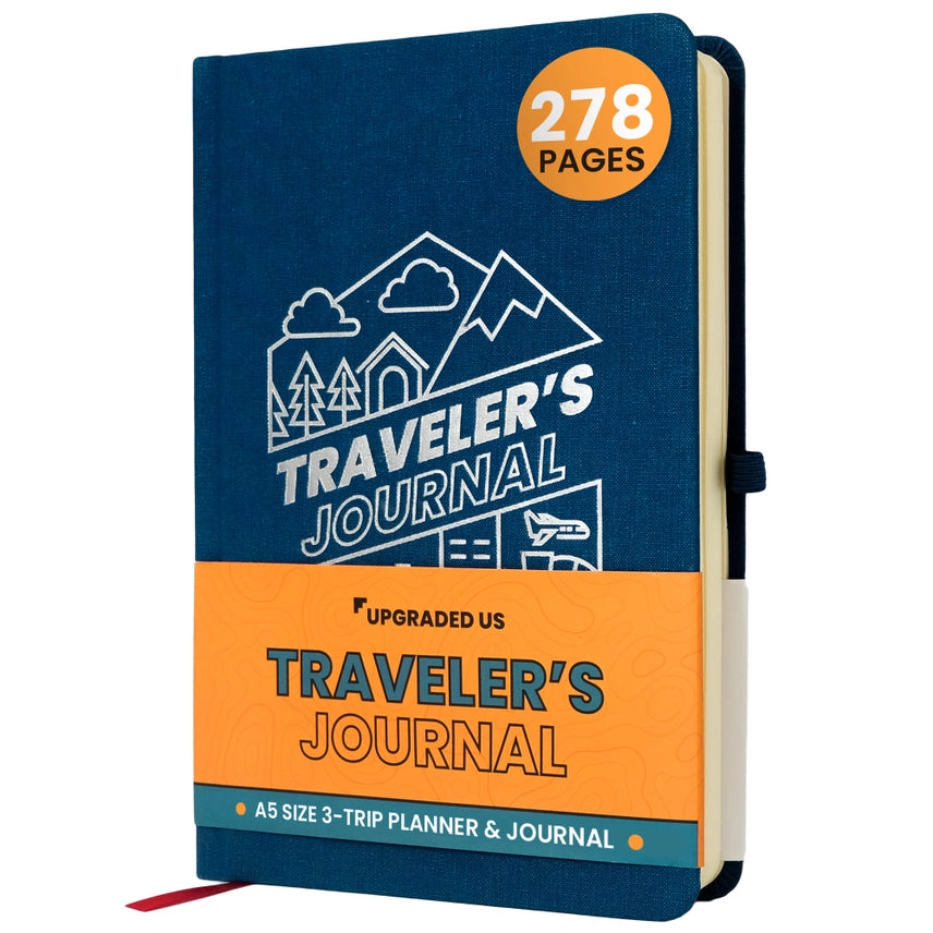 Upgraded Us Travel Journal Notebook and Planner Navy Blue
