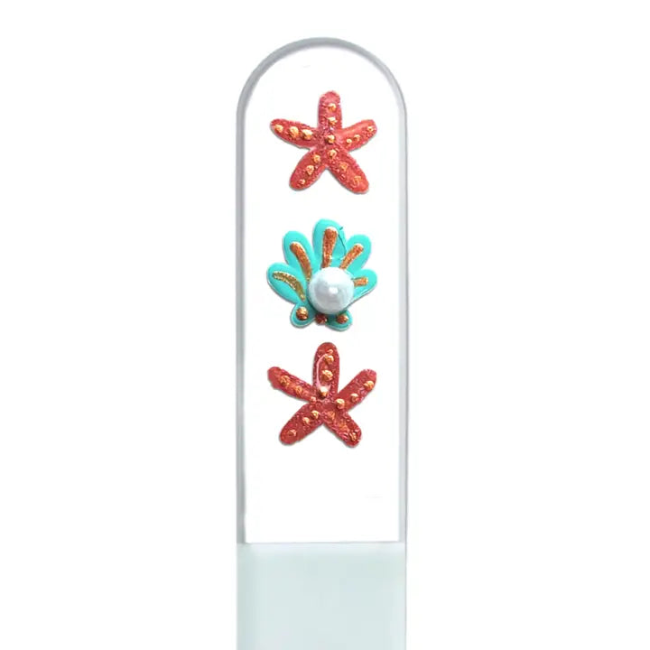 Czech Crystal Nail File - Size Small- Hand Painted Collection Seashell Pearl