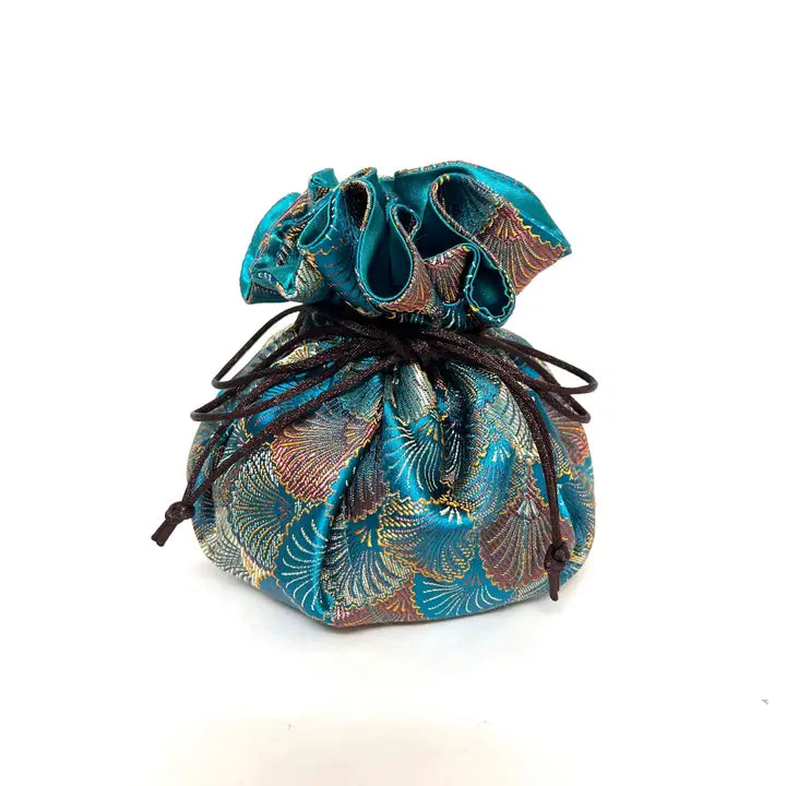 Cathayana Jewelry Pouch Seashells- Teal Brown
