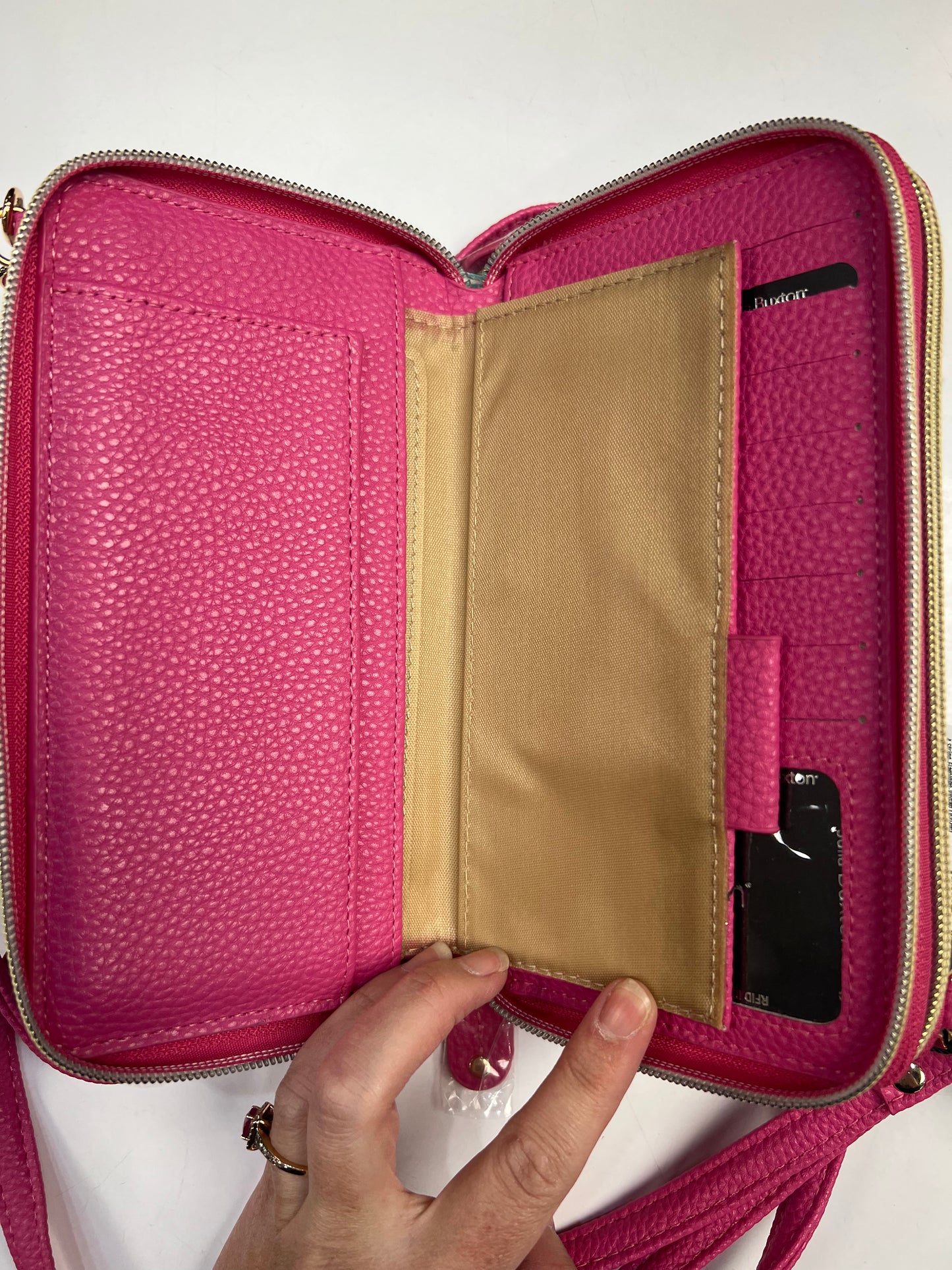 Buxton Ultimate Organizer Wallet On A String-Flamingo-Vegan Leather