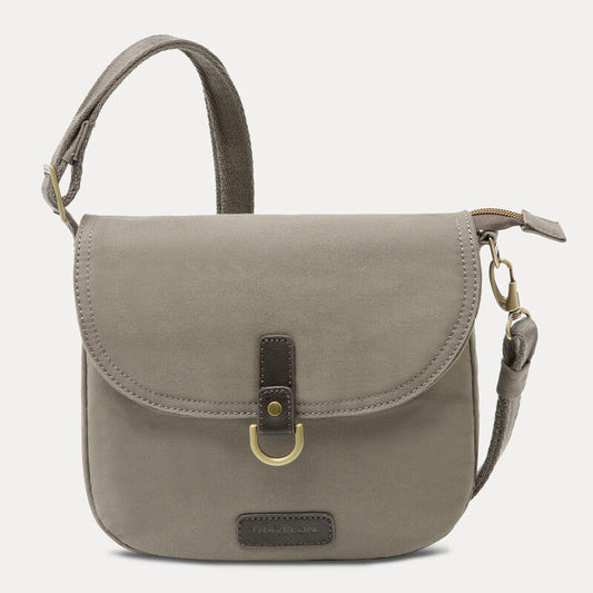 Travelon RFID Anti-Theft Courier Saddle Crossbody Stone
