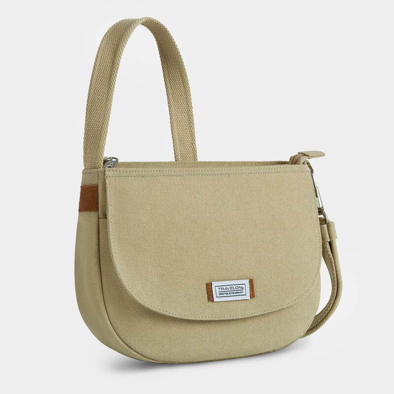 Travelon RFID Anti-Theft Heritage Saddle Crossbody Pewter