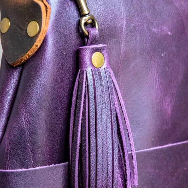 In Blue Handmade Leather Tassel | Leather Key Chain | Leather Fob