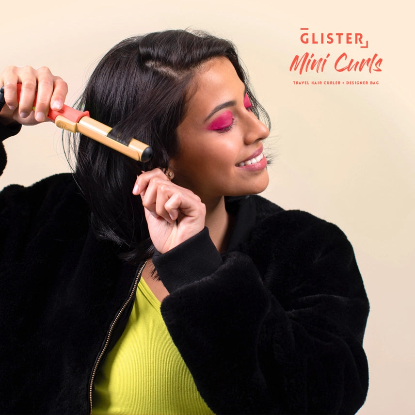 Glister Dual Voltage Travel Curling Iron with Carrying Pouch