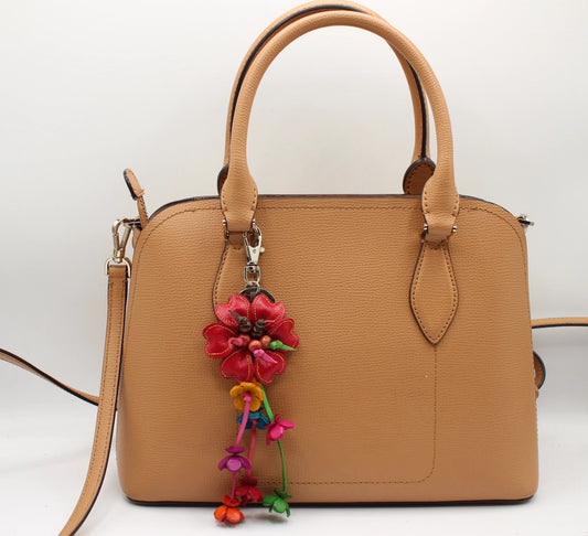 Medium Leather Flower Bag Charm/Keychain