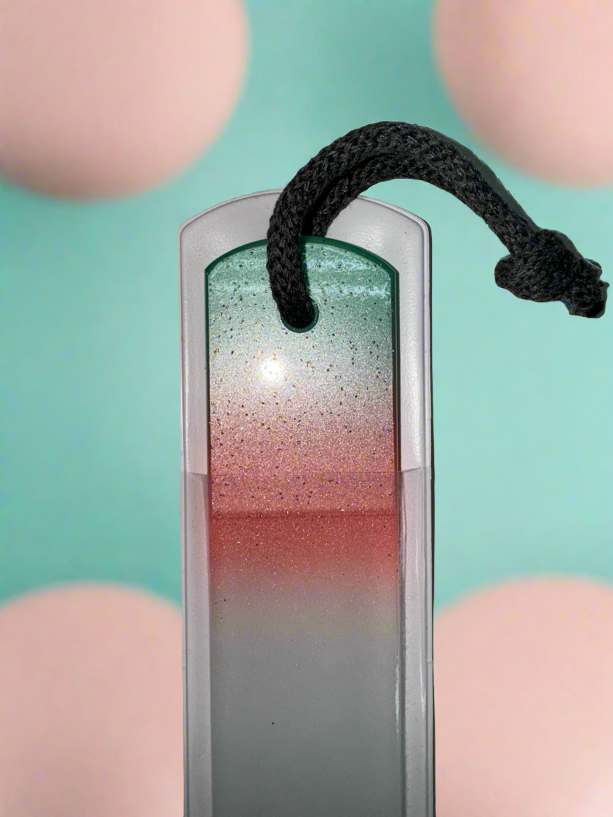 Czech Crystal Spa Bar Nail File with Rope Glitter- Aqua Peach