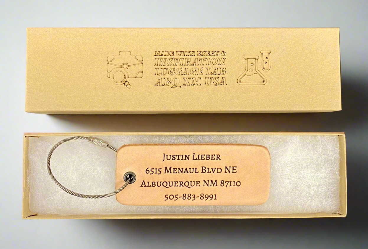 Lieber's Luggage® Lab - Customizable Laser Luggage Tag Tan Leather