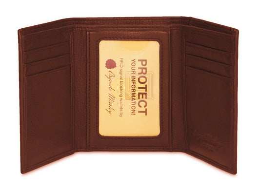 Osgoode Marley Leather RFID Double ID Trifold Wallet- 1205 Brandy