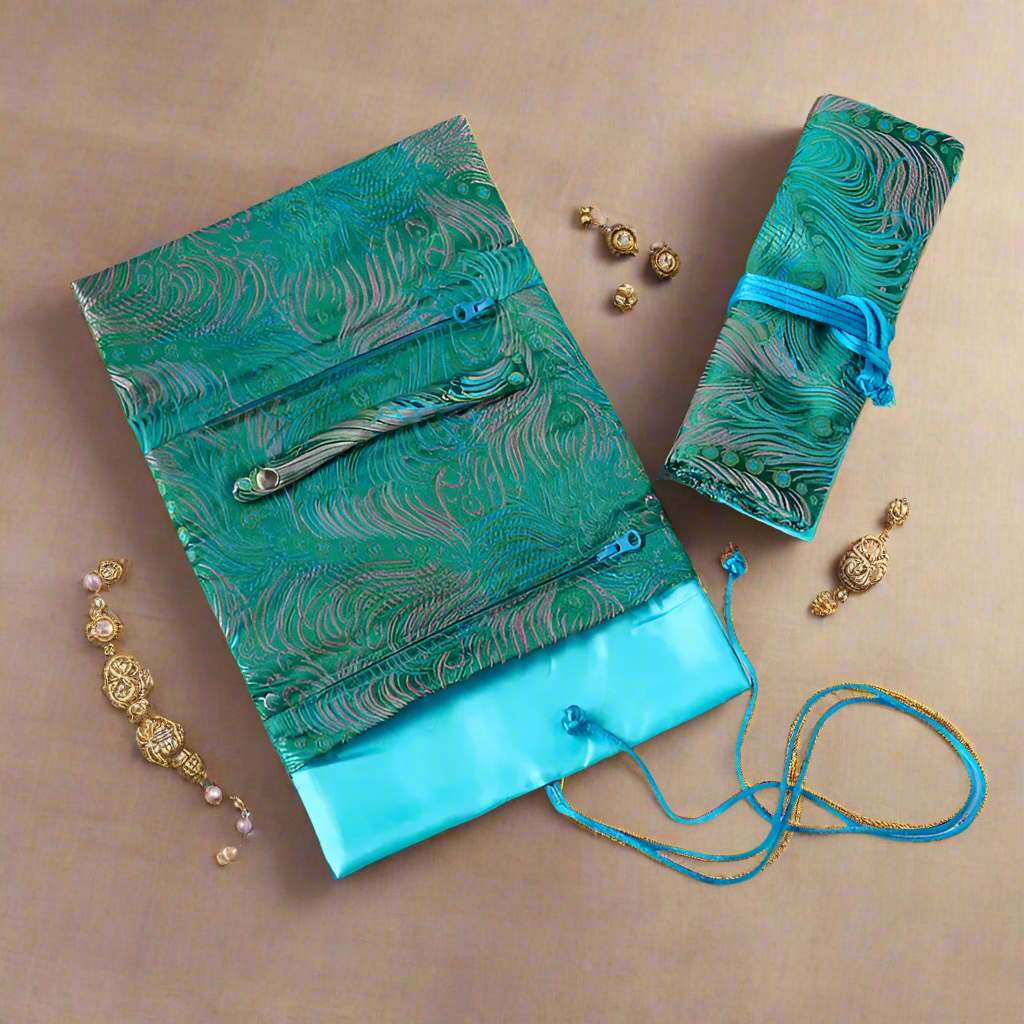 Cathayana Jewelry Rolls Peacock- Teal Green Pink