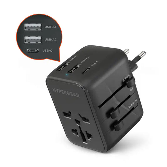 Hypergear Worldcharge Universal Travel Adapter with Usb-C