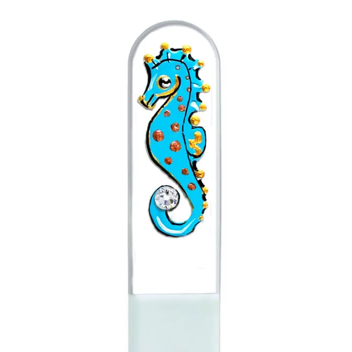 Czech Crystal Nail File - Size Small- Hand Painted Collection Seahorse