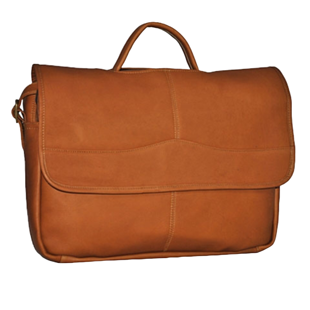 David King & Co. 172 Leather Single Gusset Porthole Zippered Briefcase Tan