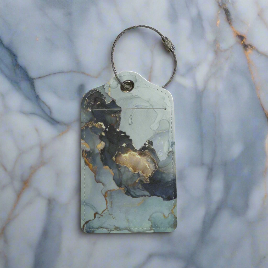Luggage Tag - Marble Collection Watercolor Blue