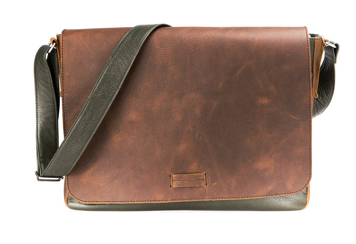 Osgoode Marley Leather Malachi Messenger Bag- 4043 Moss