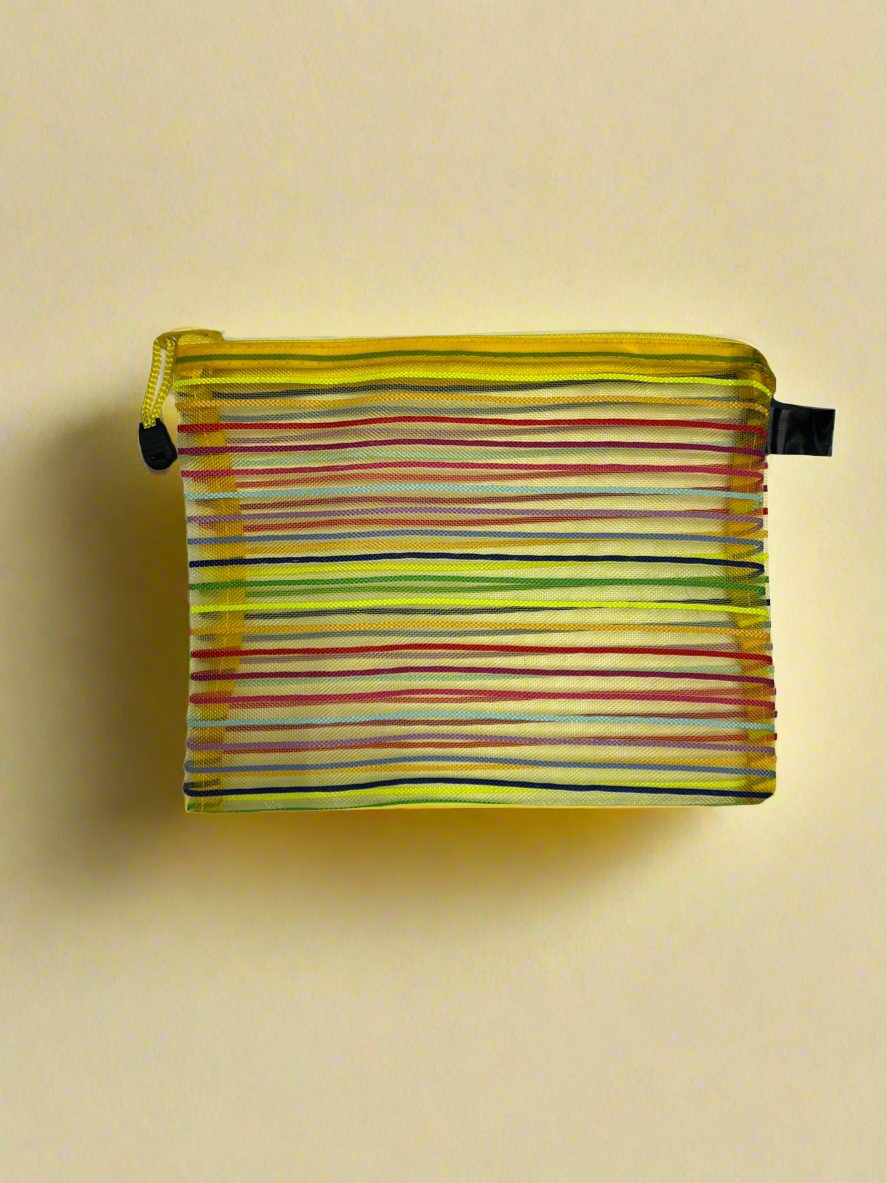 Mesh Striped Travel Pouch- $4.99 Yellow