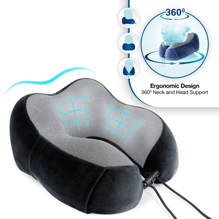 Cloudz Tech Memory Foam Travel Pillow with Earplugs