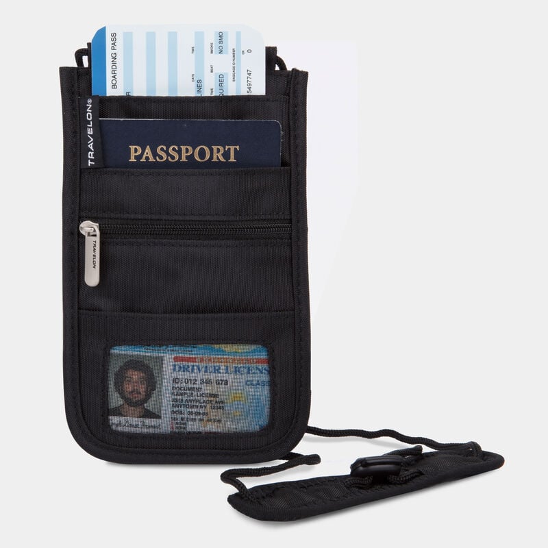 Travelon RFID Blocking Classic Deluxe Boarding Neck Wallet Black