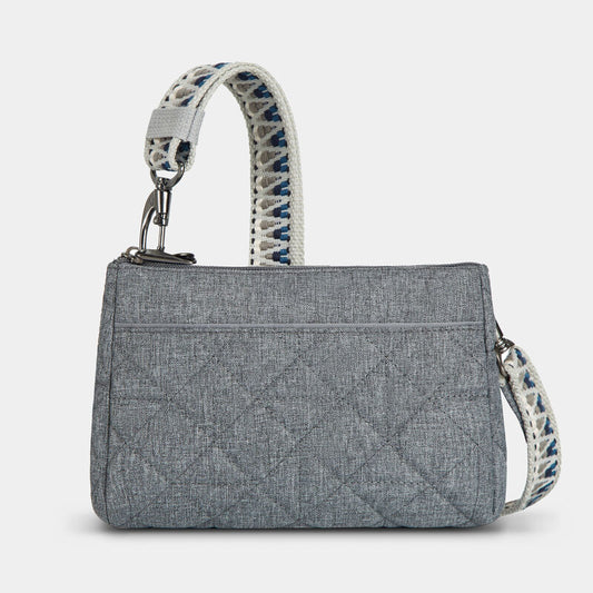 Travelon RFID Anti-Theft Boho Clutch Crossbody with 5-Point Anti-Theft Protection GREY HEATHER