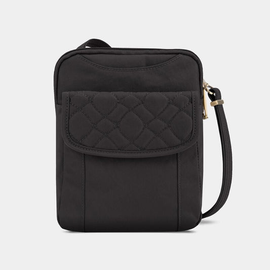 Travelon Anti-Theft RFID Signature Quilted Slim Pouch Crossbody Black