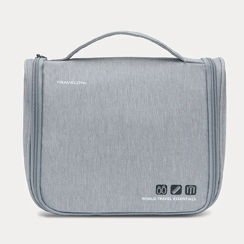 Travelon World Travel Essentials Hanging Toiletry Bag Advanced Series Gray Heather