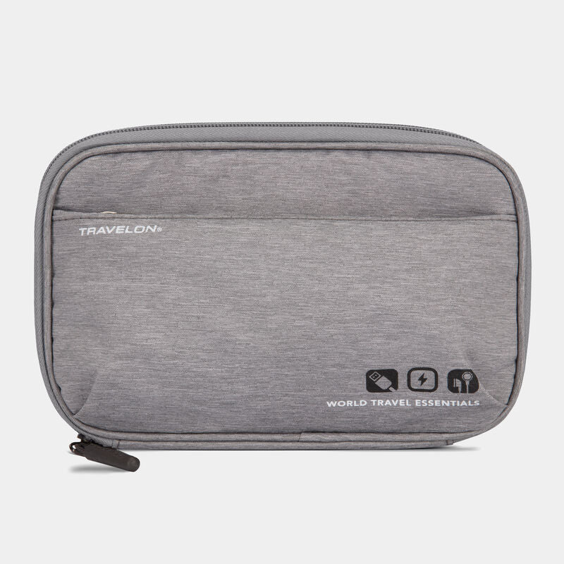 Travelon World Travel Essentials Tech Organizer Gray Heather