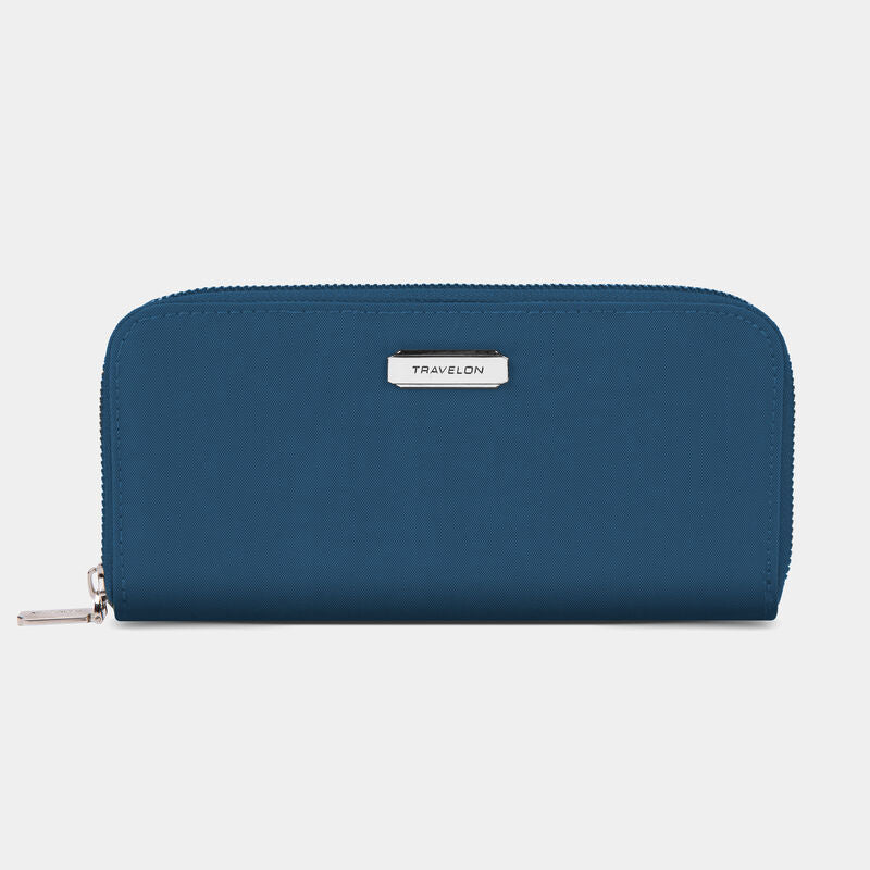 Travelon RFID Blocking Single Zip Wallet Ocean