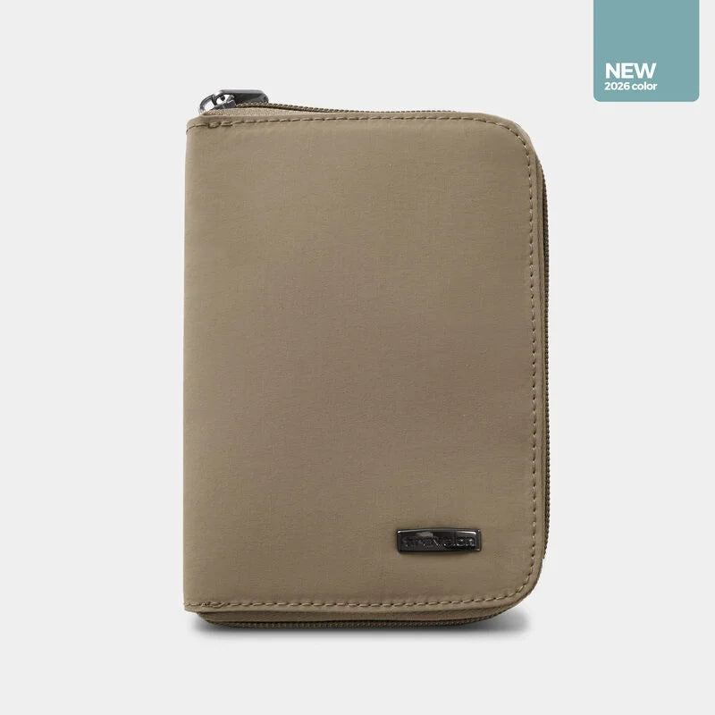 Travelon RFID Blocking Passport Zip Wallet Sable