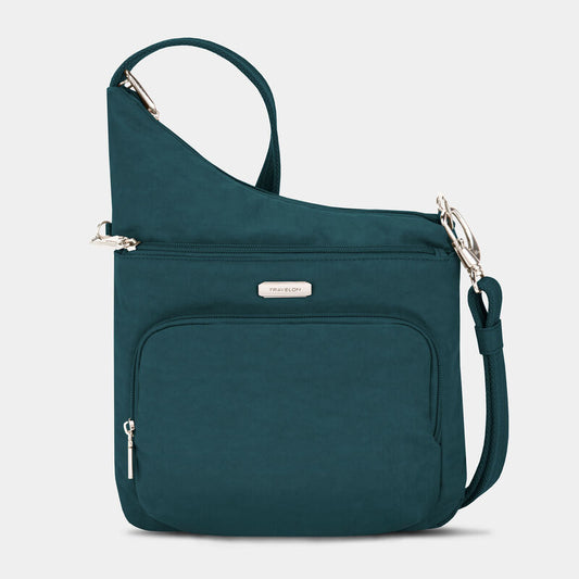Travelon RFID Anti-Theft Essentials North/South Asymmetric Crossbody Peacock