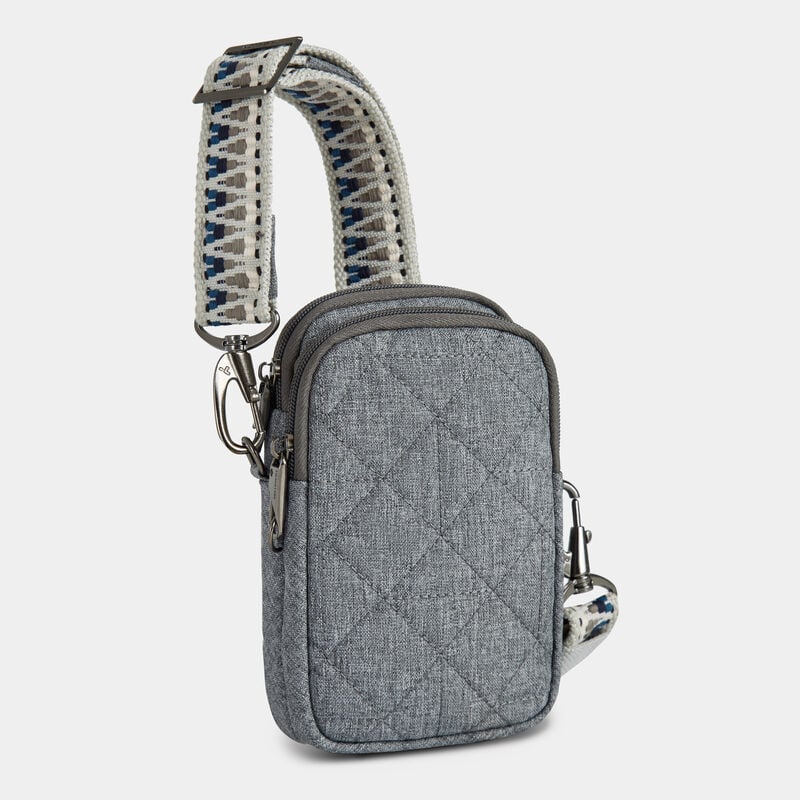 Travelon Anti-Theft RFID Boho 2 Compartment Phone Crossbody Geo Gray Heather