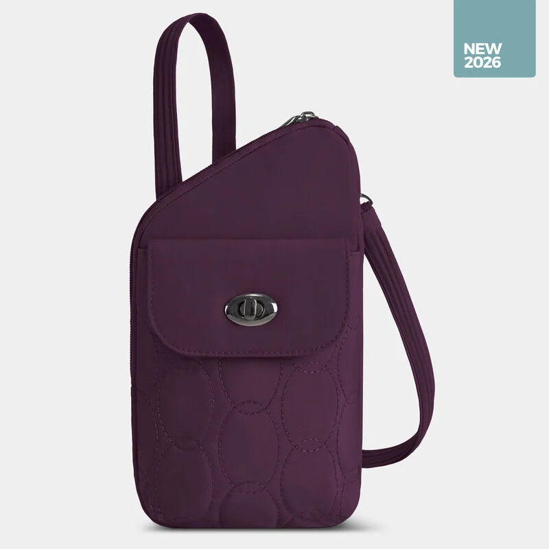 Travelon Runways Anti-Theft Slim Asymmetric Crossbody w/ RFID Plum