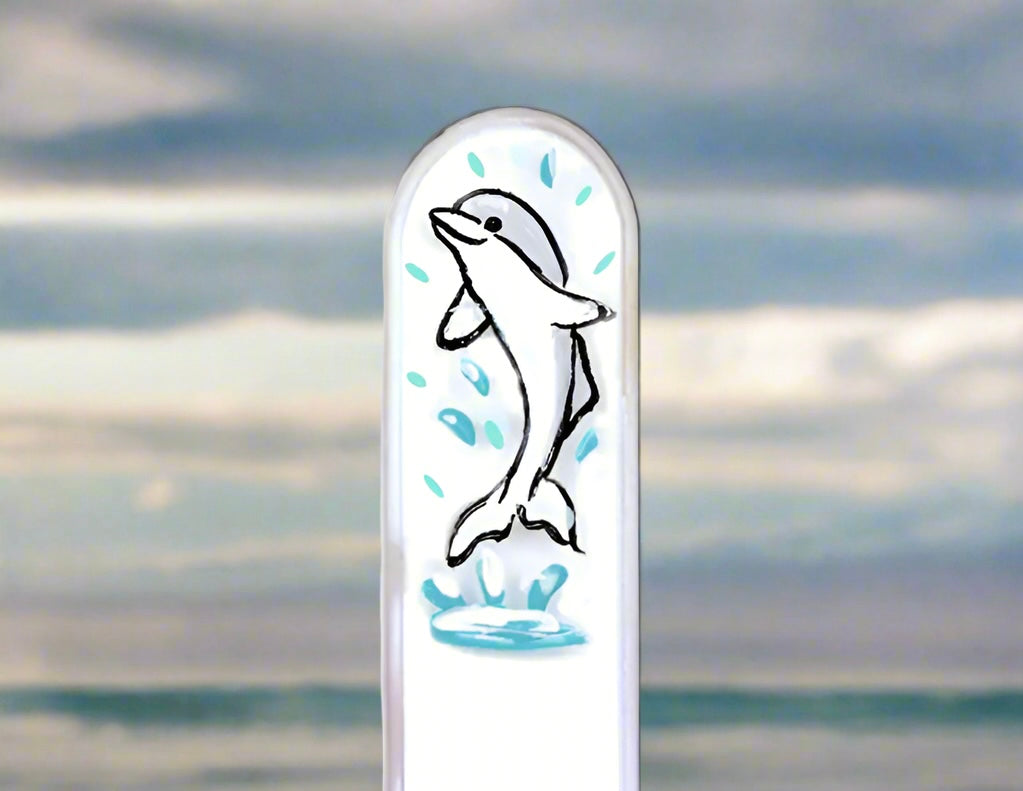 Czech Crystal Nail File - Size Small- Hand Painted Collection Dolphin