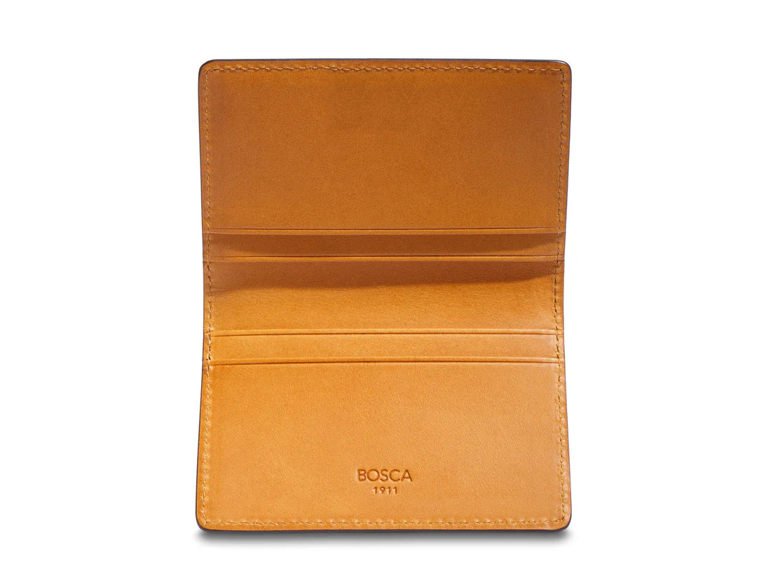 BOSCA BRITAN Dolce Italia Leather RFID Calling Card Wallet Tan