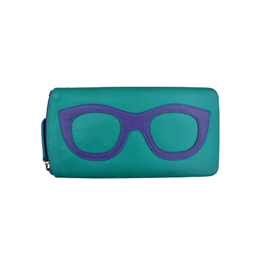 ili New York Eyeglass Leather Case- 6462 Aqua Cobalt