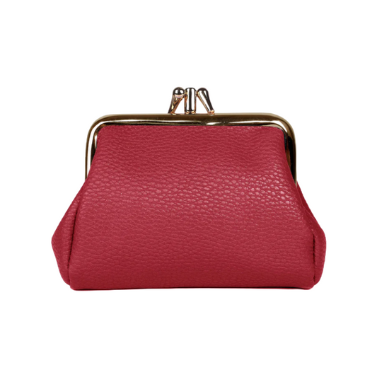 Julia Buxton Vegan RFID Pebble Pik-me-up® Triple Frame Coin Purse Wallet Red