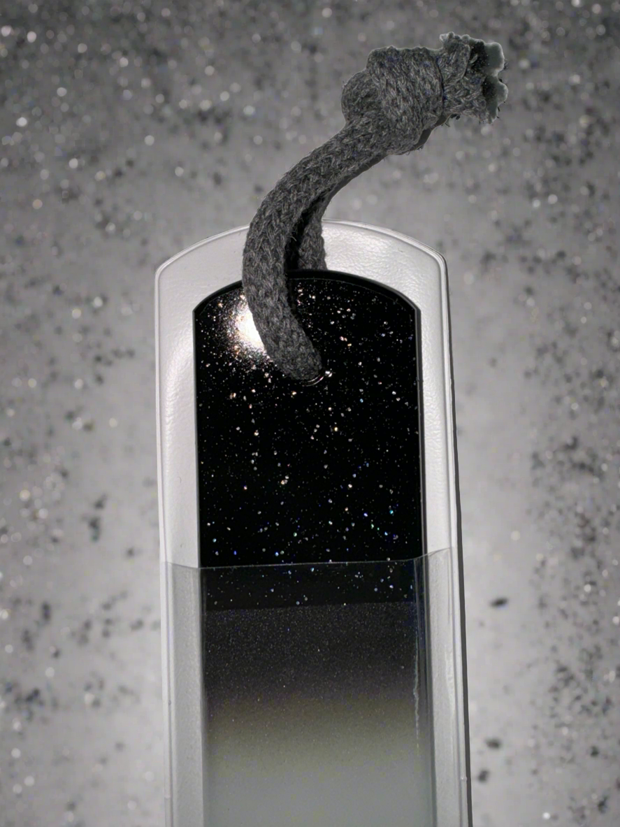 Czech Crystal Spa Bar Nail File with Rope Glitter- Black