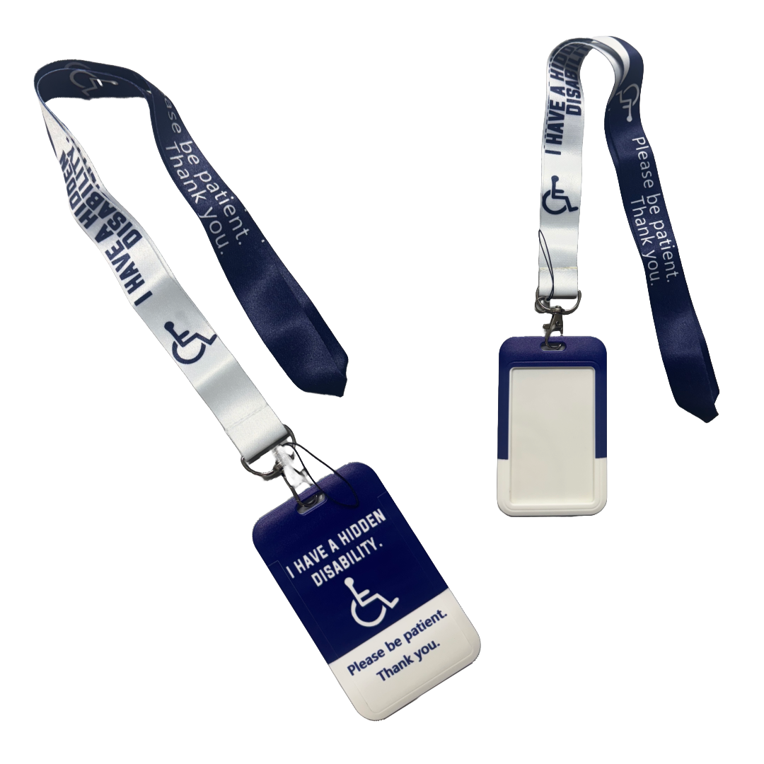 Lanyard Card- "I Have A Hidden Disability. Please Be Patient. Thank You." Blue Vertical