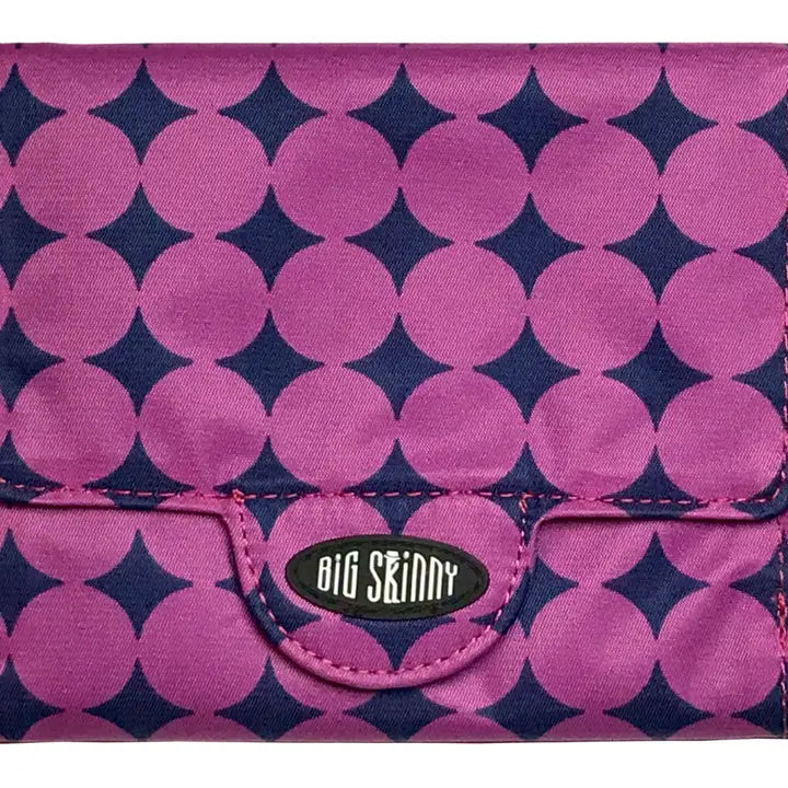 Big Skinny Trixie Trifold Clutch Wallet- $29.95 Plum Dot