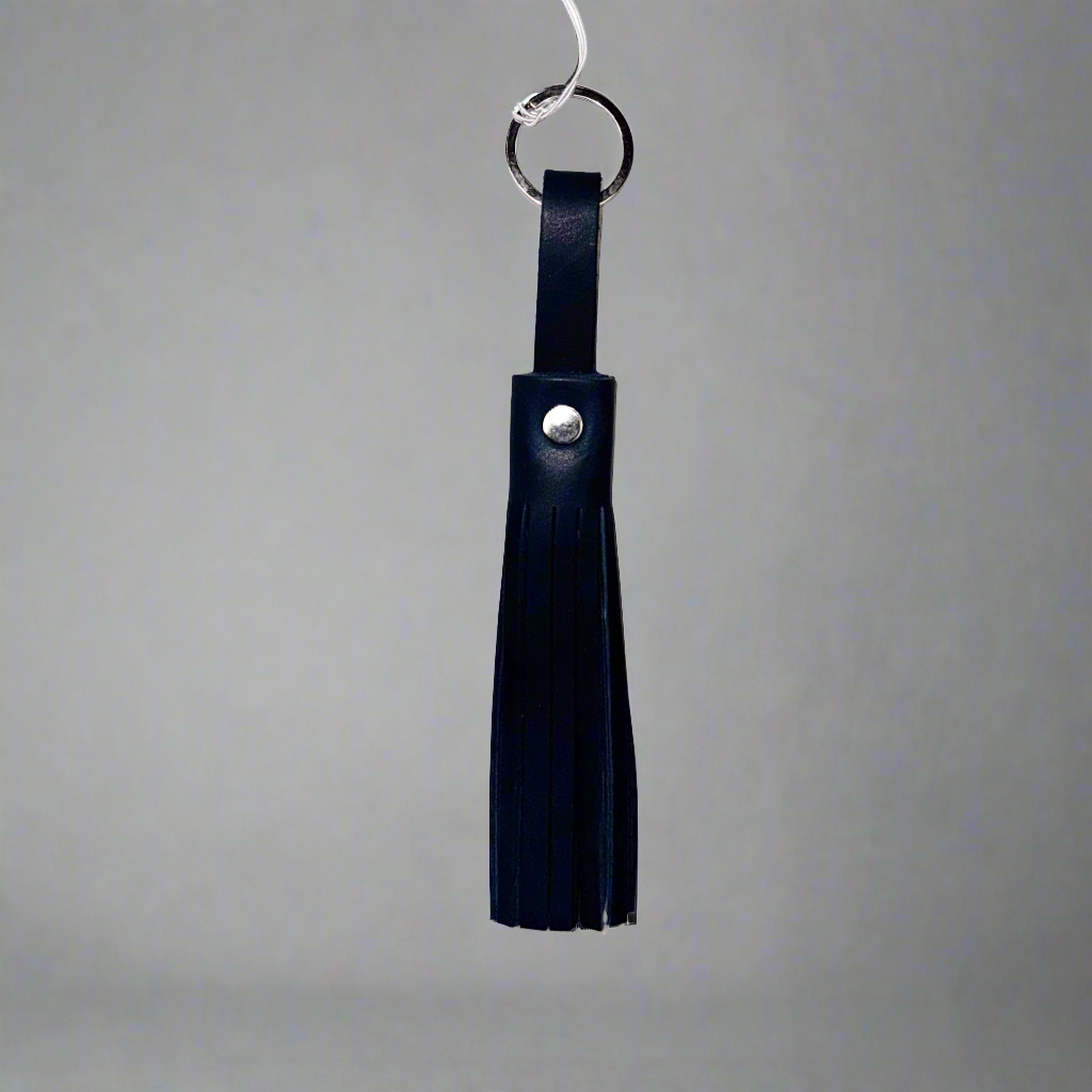 Genuine Leather Tassel Keychain/Bag Charm Navy