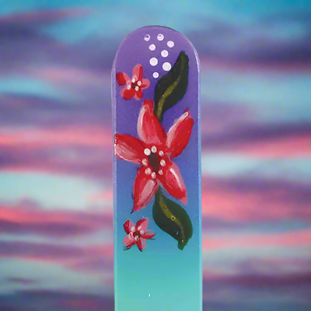 Czech Crystal Nail File- Size Medium- Hand Painted Collection Mandevilla