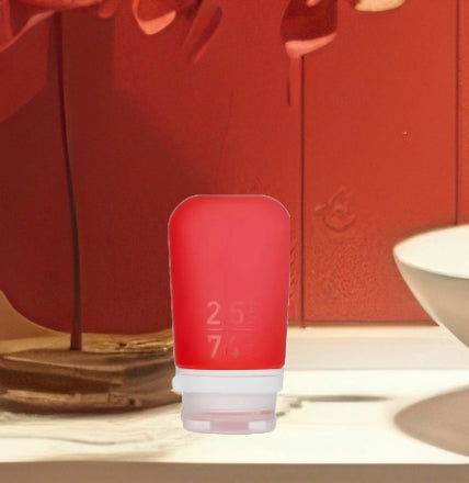 Humangear- 2.5 oz GoToob+ Silicone Toiletry 3-1-1 Bottle (MEDIUM) Red
