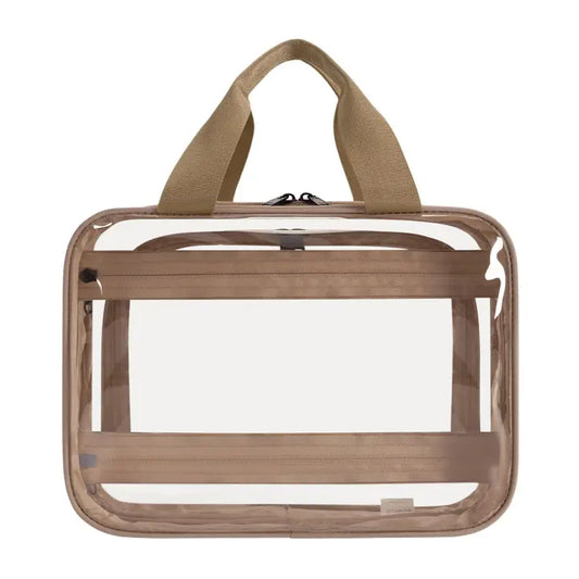 WANDF Clear Hanging Toiletry Organizer Bag Brown