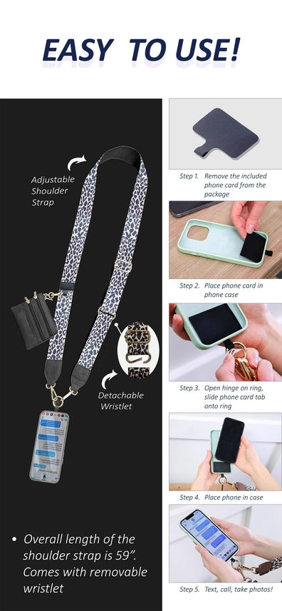 Save The Girls Clip & Go SmartPhone Crossbody Lanyard Strap With Zippered Pouch