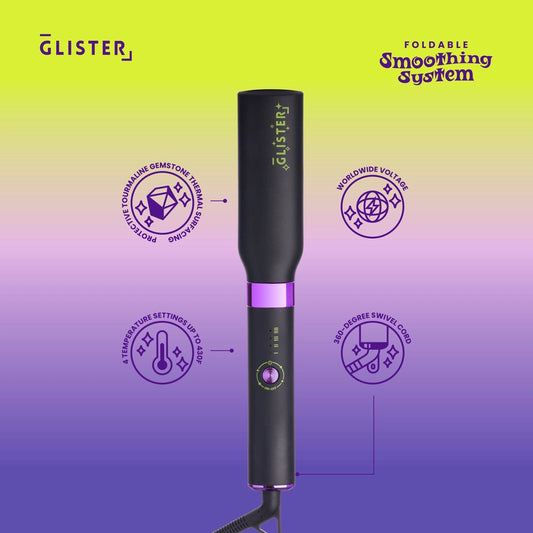 Glister Dual Voltage Foldable Anti-Frizz Hot Brush