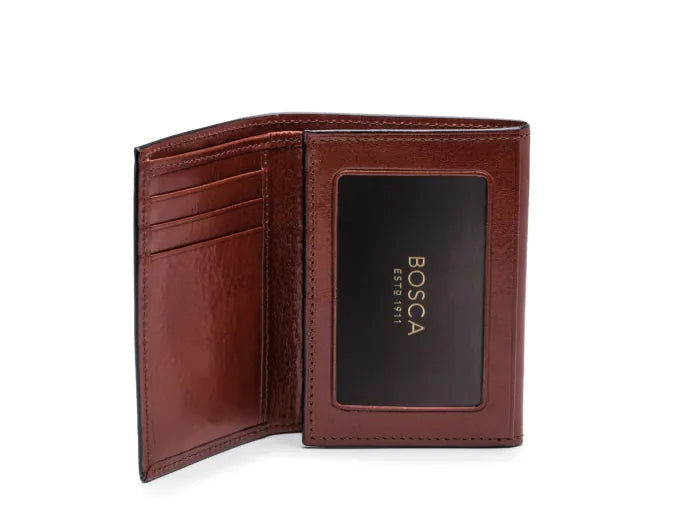 Bosca Old Leather Double I.D. Trifold Wallet Brown