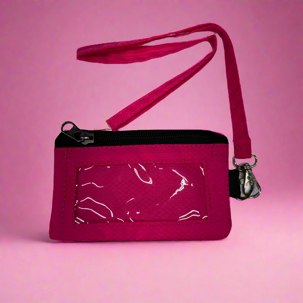 Medium 5x3 RFID Card & ID Zippered Wallet Lanyard- $14.99 Hot Pink