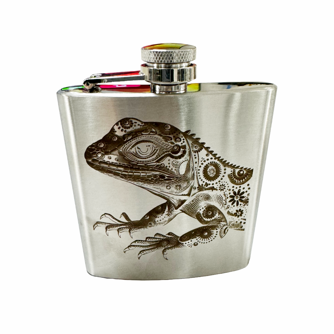 Luggage Lab Stainless Steel Hip Flasks- 6 oz. Gecko