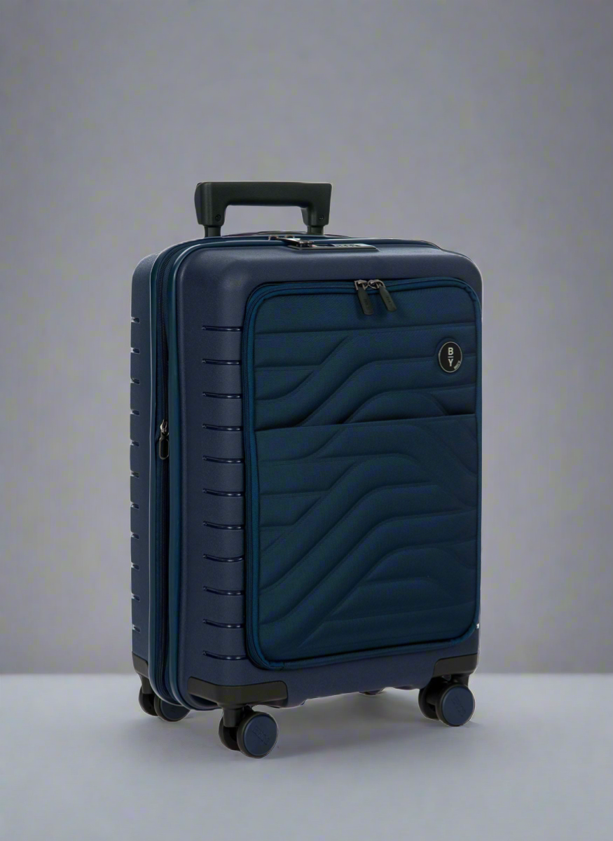 Bric’s B|Y Ulisse 21” Hardsided Expandable Hybrid Carry-on Spinner with Pocket Midnight Blue