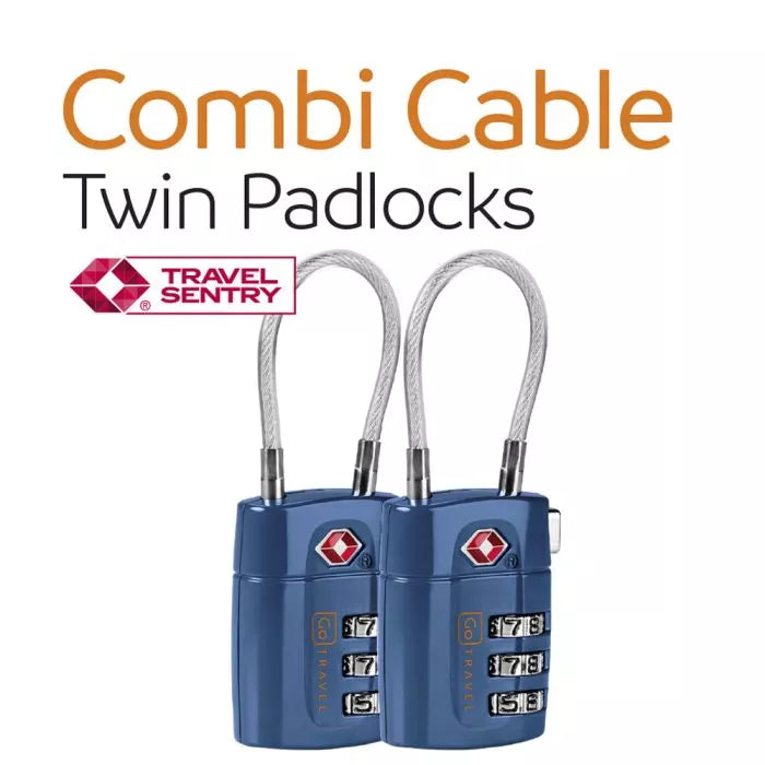 Go Travel Combi Cable Twin Padlocks TSA Blue