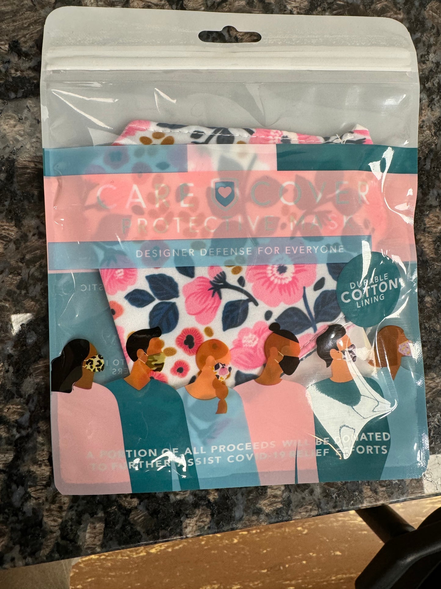 Care Cover Protective Face Mask - Assorted- $1.99 White Floral